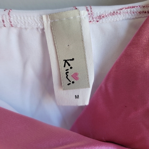 Vintage Kiwi 2000s pink white babydoll top Medium Y2K - Picture 4 of 9